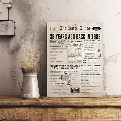 39th Birthday Card Gifts for Her Him, Happy 39th Birthday Decorations for Women Men, Large 39 Years Old Bday Card for Husband Wife