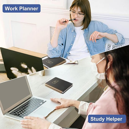 Hardcover Spiral Notebook with Tabs 5.5"x7.5" Small Spiral Lined Journals for Women with Dividers 220 Pages College Ruled Composition Notebook 5 Subject Notebook for Work, Back to School, Gifts, Black