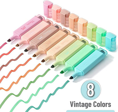 Mr. Pen- Highlighter, 8 Pack, Vintage Colors, Chisel Tip Aesthetic Highlighters, Cute Highlighters for School, No Bleed Highlighters, Highlighters Aesthetic, School Highlighters, Cute Markers.