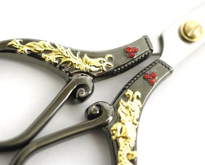 JubileeYarn Gold Dragon Relief w/Red Crystals Embroidery Craft Scissors - Black - 1 Scissor