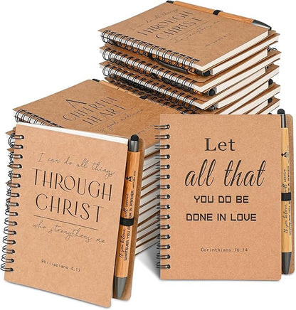 INSADA 60 Sets of Christian Spiral Notebooks Bulk Prayer Journals with Pens Small Notepad (5.43”x4.33”) - Easter Gifts for Church Members, Bible Study Groups & Church Families