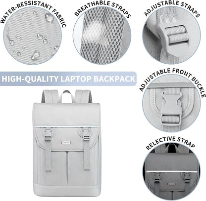 Laptop Backpack for Women, 15.6 Inch Expandable Wide Open Work Travel Backpack for Teacher Doctor, Airplane Approved College Bookbag,Anti Theft Water Resistant Daily Office Business Bag for Men