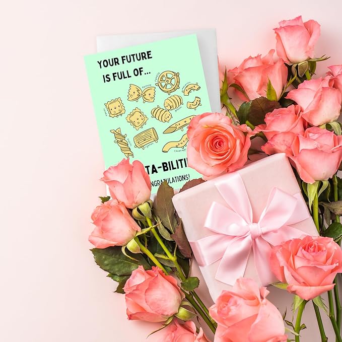 ALY LOU Graduation Card Funny for Him/Her, Congratulations Grad Card for Students Son Daughter, College High School University Greeting Cards (You're Future Is Full Of Pasta-bilities)