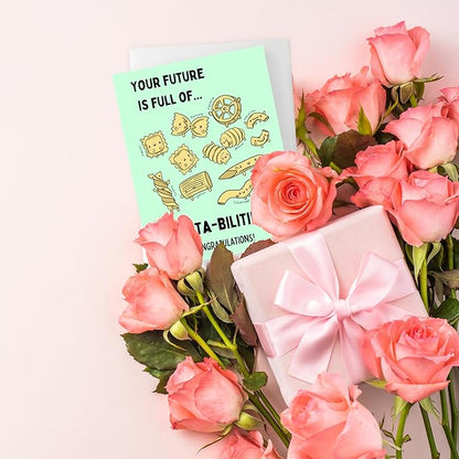 ALY LOU Graduation Card Funny for Him/Her, Congratulations Grad Card for Students Son Daughter, College High School University Greeting Cards (You're Future Is Full Of Pasta-bilities)