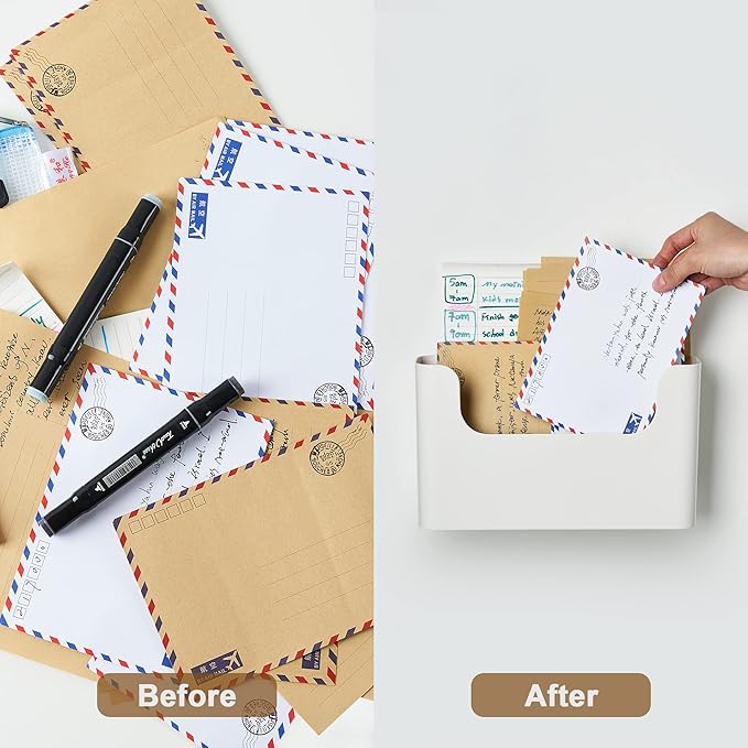 YOHOM No Drilling File Holder Wall Mails Magazines Organizer Adhesive Door Mount, Single Pocket, (White 1)