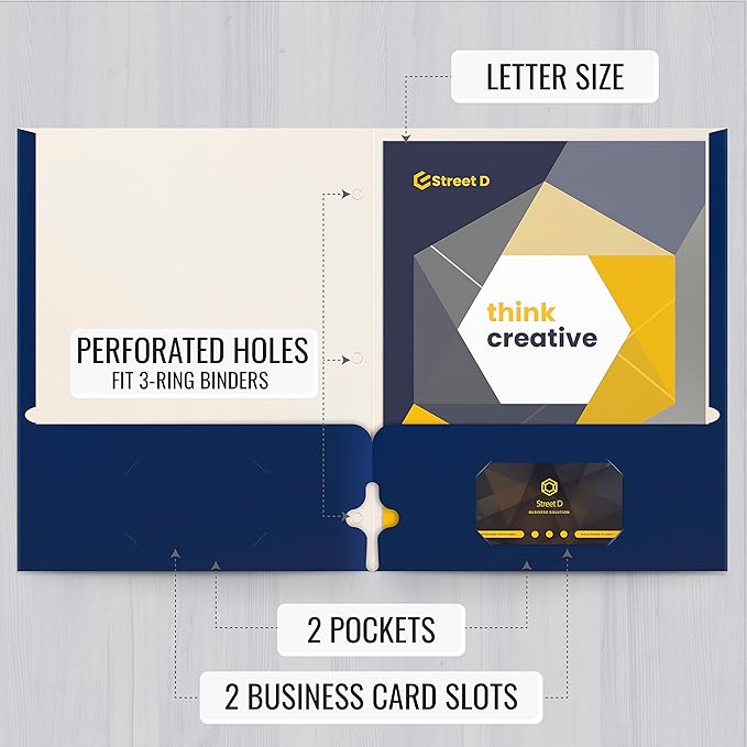 Better Office Products Two Pocket Portfolio Folders, 50-Pack, Blue, Letter Size Paper Folders, 50 Pieces, Blue