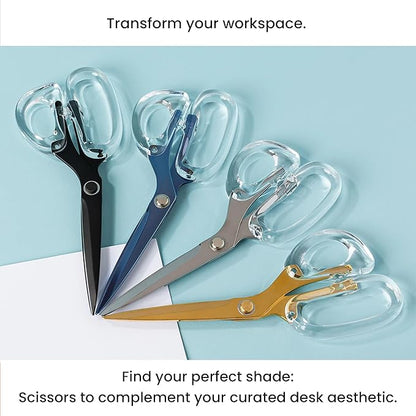 OfficeGoods 9” Stainless Steel Acrylic Scissors for Office and Home - Aesthetic and Sharp All Purpose Scissors, Perfect for Sewing, Arts and Crafts - Green Silver Metal