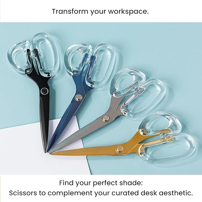 OfficeGoods 9” Stainless Steel Acrylic Scissors for Office and Home - Aesthetic and Sharp All Purpose Scissors, Perfect for Sewing, Arts and Crafts - Purple Silver Metal