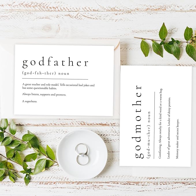 LADY&HOME Set of 2 Godparents Proposal Cards with Envelope,Will You Be My Godfather/Godmother Card Godparents Proposal Gift (A1:Godfather & Godmother)