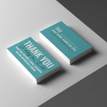 ITZAMNA Thank you for supporting small business cards Customer appreciation note cards Pink Script with Heart Pack of 100 Bird egg color