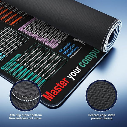 Waterproof Mouse pad—Excel Cheat Sheet Desk pad—Contains 9 major Excel function modules and common functions—Large XL Mouse pad Gaming|Desk mat for Keyboard and Mouse|Computer mat with excel Shortcuts