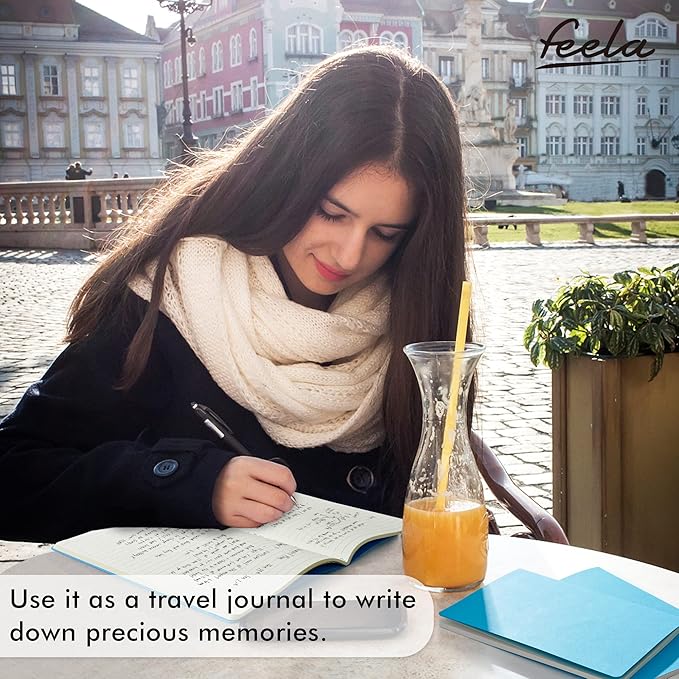 8 Pack Soft Cover Journal Bulk, Feela Notebooks College Ruled for Work, Lined Travel Journal for Women Men, Note Taking Notebook School Supplies Business Writing, 8.2” x 5.5”, A5, Blue