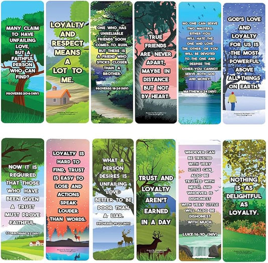 NewEights Famous Verses and Quotes on Loyalty (12-Pack) – Daily Motivational Card Set – Collection Set Book Page Clippers – Ideal for Church Events