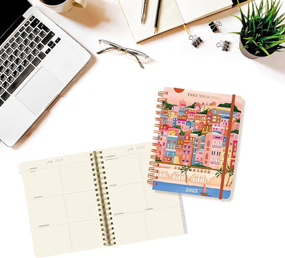 18 Month Hardbound Spiral Planner by Graphique, Jul. 2024 – Dec. 2025 Calendar, Weekly and Monthly Spreads, Page Tabs, Reminder Stickers, 6” x 8”