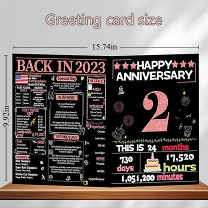 Joycard 2th Anniversary Card for Women, Wedding Card for Wife, Sweet Marriage Decorations Gifts for Couple, Perfect for Her on Anniversary Day, Back in 2023