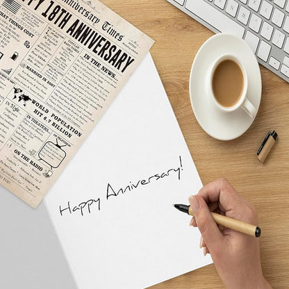 Jumbo 18th Anniversary Card for Him Her, Retro 18 Year Anniversary Card Gift for Couple, Sweet 18 Wedding Anniversary Cards for Wife Husband, Best 18 Aday Gifts Idea for Parent