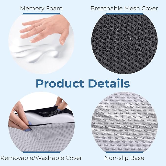5 STARS UNITED Seat Cushion for Desk Chair - Tailbone, Coccyx Sciatica Pain Relief - Office Chair Cushions - Wheelchair Cushions - Car Seat Cushions - Pressure Relief Lifting Cushions