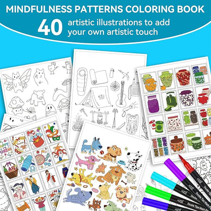 Adult Coloring Book, 40 Sheet Stress Relief Coloring Books for Adults Relaxation,Spiral Bound Single-Sided Pages,Arts and Crafts for Women Man，Unique 16-Gallery Multi-Pattern Design with 36 Markers