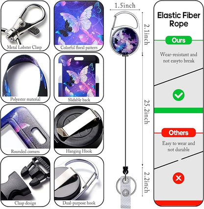 Cute ID Badge Holder with Lanyard Retractable Badge Reel Clip Funny Lanyards for ID Badges Name Tags Keychain for Office Teacher Doctor Student Women Men Nurse Accessories for Work