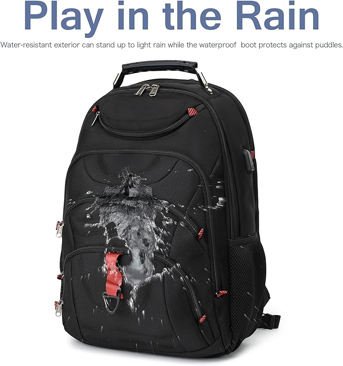 Laptop Backpack for Men - Travel Backpack with USB Charging Port for Daily Commutes and Travel -College Backpack Men - Gifts for Men - Waterproof - Black