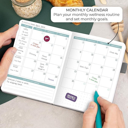 Clever Fox Food Journal Pocket - Daily Food Diary, Meal Planner to Track Calories & Nutrients, Weight Loss Tracker Notebook, 4x5.5” (Silver Black)