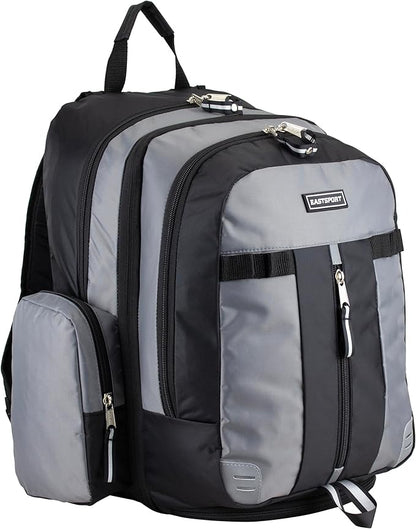 Eastsport Extra Large Backpack Expandable Oversized For Travel Hiking Work Camping Sports Outdoors With Drawstring Bag 18x13.5x9.5 Mochila De Viaje Ash Gray Black