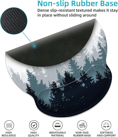 Ergonomic Mouse Pad with Wrist Support,Forest Mouse Pad with Wrist Rest,Relieve Wrist Pain Mousepad Non-Slip Rubber Base,Mouse Pads for Desk,Computers,Laptop,Office,Home,Gaming,Accessories