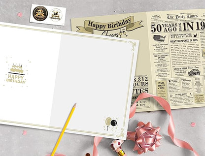 Funny 50th Birthday Card Gifts for Her Him, Cool Gifts for 50 Year Old Woman Men, Jumbo 50th Birthday Card for Wife Husband, Vintage Back in 1975 Card for Dad Mom Sister, 50th Birthday Decorations