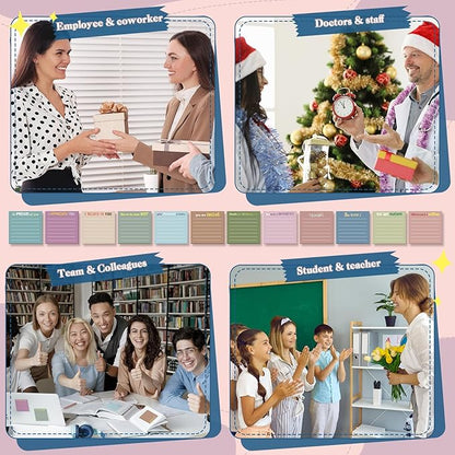 Yinder 24 Pcs Inspirational Sticky Notes with Lines Cute Motivational Sticky Notes Pad Employee Appreciation Gifts Bulk for Teacher Nurse Coworkers Office Supplies 3 x 3''(Morandi Color,Appreciation)