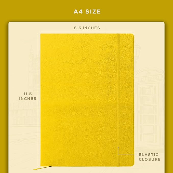 BEECHMORE BOOKS Lined Journal Notebook, 8.5 x 11.5 inch, A4 160 Lined Pages, Hardcover Leather Journals for Women, Men, Writing and Notebooks for Work - 120 GSM Thick Paper, Gifts Box Included