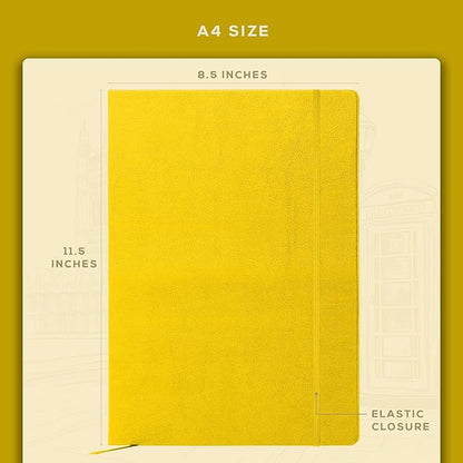 BEECHMORE BOOKS Lined Journal Notebook, 8.5 x 11.5 inch, A4 160 Lined Pages, Hardcover Leather Journals for Women, Men, Writing and Notebooks for Work - 120 GSM Thick Paper, Gifts Box Included