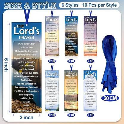 60 Pcs The Lord's Prayer Bookmark Religious Christian Bookmarks for Teens Men Women Church Home Party Favors