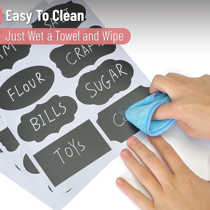 Mr. Pen- Chalkboard Labels, 100pc, Assorted Shapes, 1 White Chalk Marker and Small Towel, Labels, Label Stickers, Labels for Storage Bins, Sticker Labels, Bottle Labels, Food Labels, Jar Labels