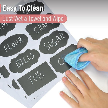 Mr. Pen- Chalkboard Labels, 100pc, Assorted Shapes, 1 White Chalk Marker and Small Towel, Labels, Label Stickers, Labels for Storage Bins, Sticker Labels, Bottle Labels, Food Labels, Jar Labels