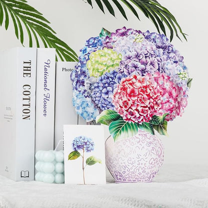 Pop Up Cards,Purple Hydrangea,12 Inch Forever Flower Bouquet 3D Popup Greeting Cards With Blank Note Card and Envelope,Perfect For Birthday, Christmas, Thanksgiving Day,Mother's Day Gifts