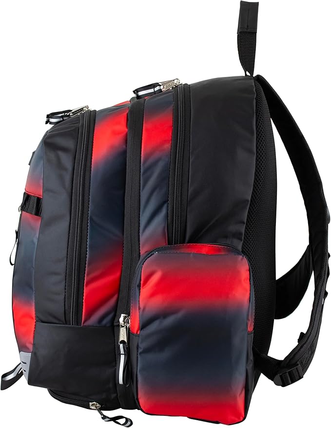 Eastsport Extra Large Backpack Expandable Oversized For Travel Hiking Work Camping Sports Outdoors With Drawstring Bag 18x13.5x9.5 Mochila De Viaje Red Ombre Black