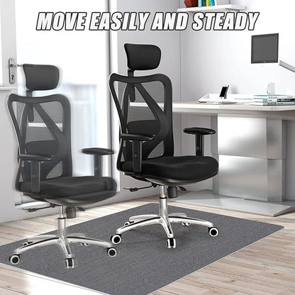 Sycoodeal Office Chair Mat for Hardwood Floor,Computer Gaming Chair Mat,Office Chair Mat for Tile Floor,Large Floor Protector Rug,Anti-Slip,Easy to Clean,Grey(48"x36")