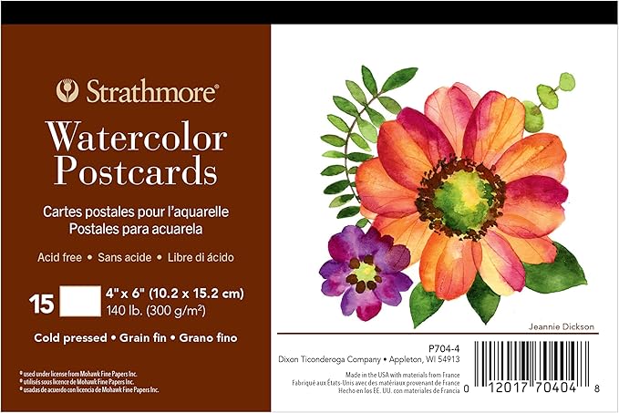 Strathmore Watercolor Postcard Pad, 4x6 inches, 15 Pack - Custom Greeting Cards for Weddings, Events, Birthdays