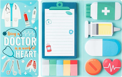 B1ykin Sticky Notes Set - Cartoon Theme Cute Self-Stick Notes Pad Teacher Appreciation Gifts， Self-Adhesive Writing Memo Pages Sticky to Do Notepad for Kids Employee School Office (Doctor)