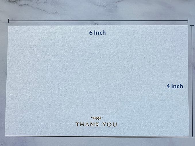 RUN2PRINT (36 Pack) Thank You Cards With Envelopes & Gift of 36 Foiled Stickers - Elegant Emboss Rose Gold Foil Pressed Blank Notes Wedding All Occasion Cards (White)