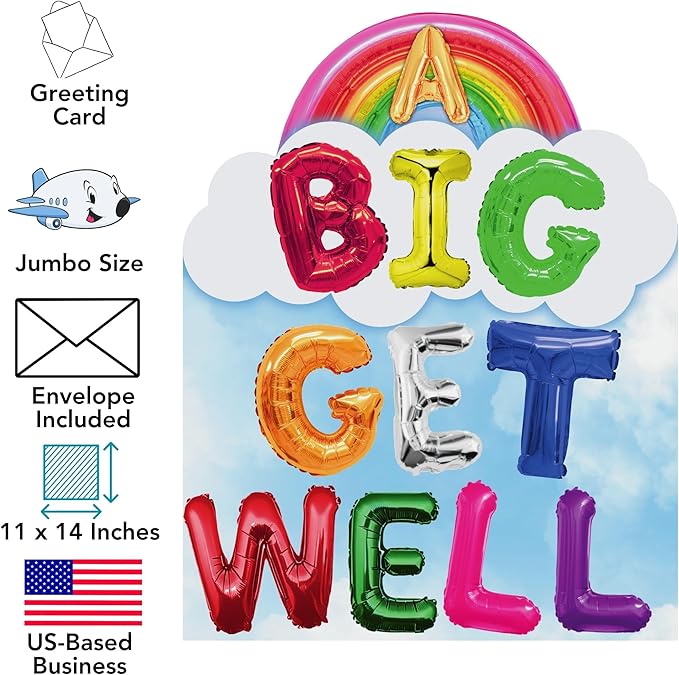 Iconikal Jumbo Greeting Card With Envelope, A Big Get Well, 11 x 14-Inch