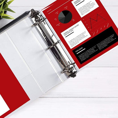 Performore 3 Ring Binder, Professional Angle D Ring Binder 4 Inch, Presentation Folder for Standard Pages 8.5 x 11 with Pockets, Crystal Clear View White Binder (2 Pack)