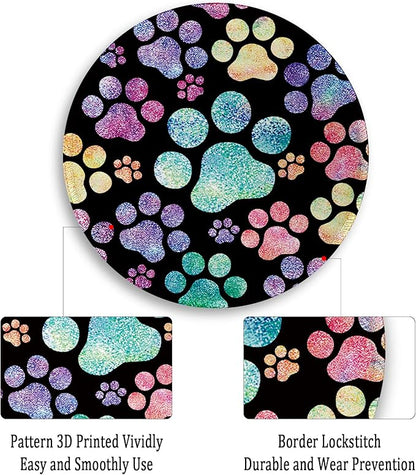 Cat Paw Round Mouse Pads for Desk, Funny Small Mousepad for Laptop Gaming, Stitched Edge Non-Slip Rubber Base, Cute Home Office Decor Desk Accessories Office Supplies Gift for Women Teen Girls