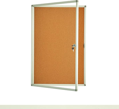 Lockable Noticeboard Wall Mounted Cabinet with Enclosed Cork Board - 24'x36' Bulletin Cork Board Cabinet for School Office, Display Case and Poster Memo Board
