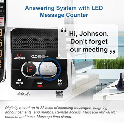 AT&T BL102-4 DECT 6.0 4-Handset Cordless Phone for Home with Answering Machine, Call Blocking, Caller ID Announcer, Audio Assist, Intercom, and Unsurpassed Range, Silver/Black