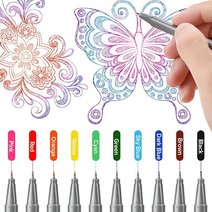 Niutop Easter Basket Stuffers Gifts for Teens Adults,Cute Colored Pens, 10-Color Aesthetic Drawing Pens Fine Tip Markers Journaling Pen Set, Fun Stationary, Scrapbook School Supplies