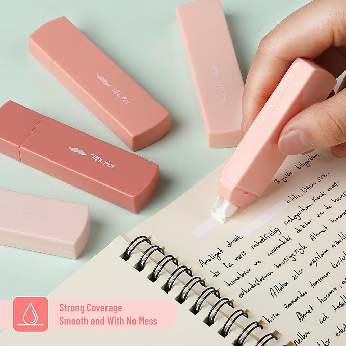 Mr. Pen- Aesthetic Correction Tape, 0.2" x 197", 6 pcs, Mocha Blush, Cute Correction Tape
