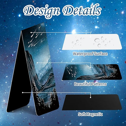 24 PCS Cool Magnetic Bookmarks, Space Starry Night Bookmarks for Book Lovers, Bulk Bookmarks for Men, Unique Book Mark for Boys, Girls, Students, Classroom Gifts, School Prize, Reading Present