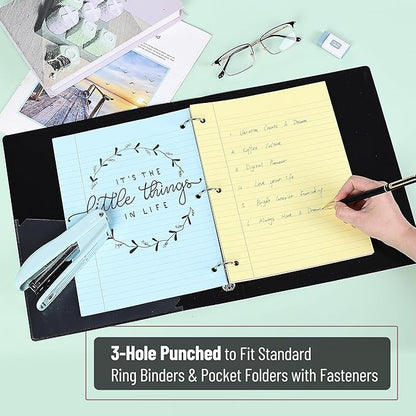 Mr. Pen- Colored Loose Leaf Paper Wide Ruled, 100 Sheets, 8” x 10.5”, 3- Hole Punched, Notebook Paper, Lined Paper, Binder Paper, Writing Paper, Filler Paper, Wide Ruled Notebook Paper