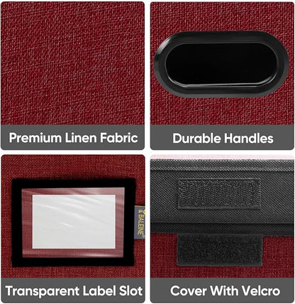 BALEINE File Organizer Box with Lid, Collapsible File Folder Organizer with Plastic Slide, Hanging File Folder Box for Office Document Storage (1 Pack, Red)